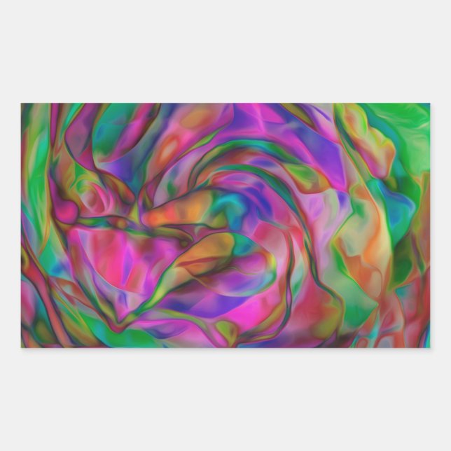 Psychedelische Blume Rechteckiger Aufkleber (Vorderseite)