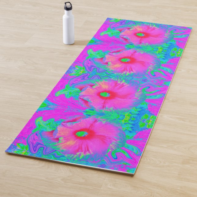 Psychedelische Blume Rosa und Roter Hibiskus Yogamatte (Beispiel)