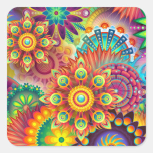 psychedelische Blumen Aufkleber