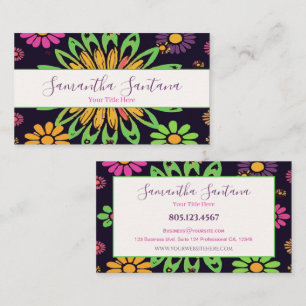 Psychedelische Blumen Bold & Farbintensiv Visitenkarte
