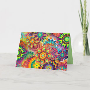 psychedelische Blumen Grußkarte Karte