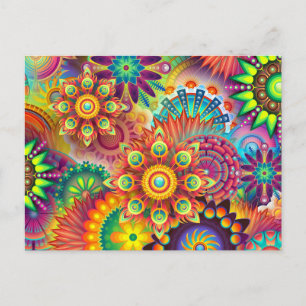 psychedelische Blumen Postkarte