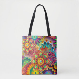 psychedelische Blumen-Tragetasche