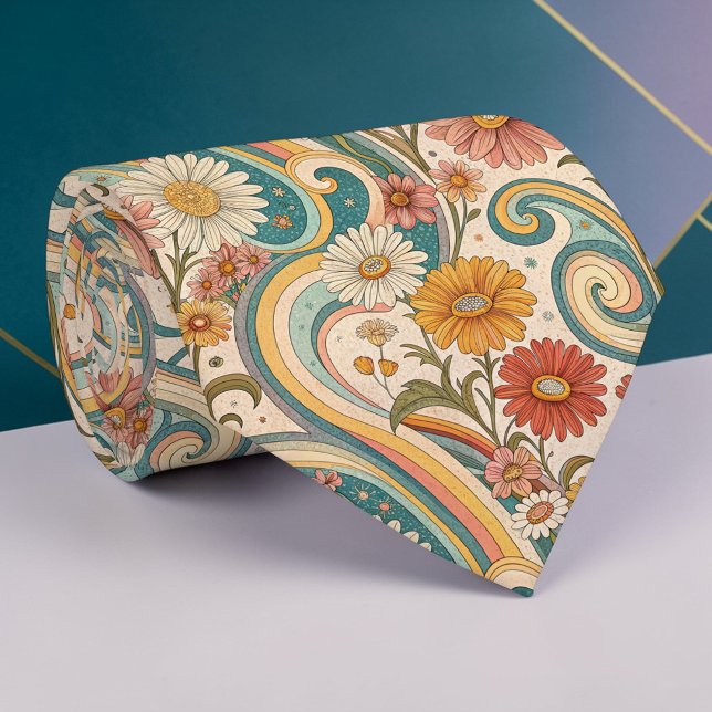 Psychedelische Blumenkrawatte aus den 1970er Jahre Krawatte (Von Creator hochgeladen)