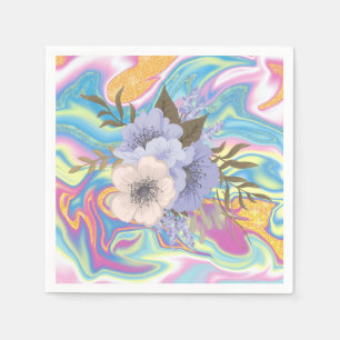 Psychedelische Blumenmuster Muster Abstrakte Blume Serviette