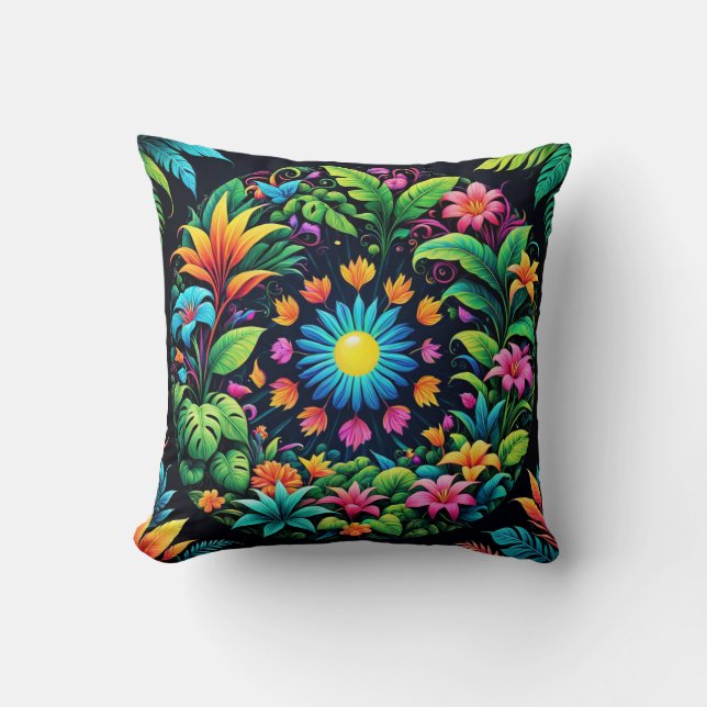 Psychedelische Blüten Kissen (Vorderseite)