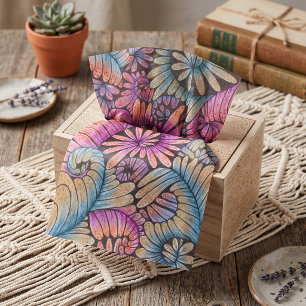 Psychedelische Boho-Neon-Swirbel-Blumen-Boutique Seidenpapier