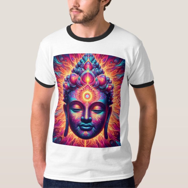 Psychedelische Buddha-Kunst - Vibrantes Drittes Au T-Shirt (Vorderseite)