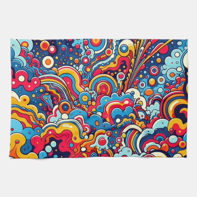 Psychedelische bunte Grafik Geschirrtuch (Horizontal)
