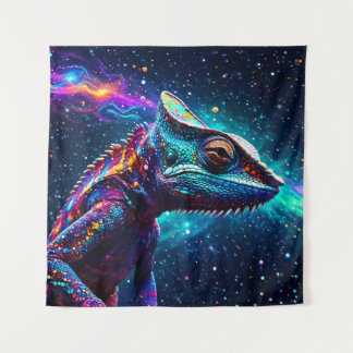 Psychedelische Chameleon MalGalaxien Wandteppich