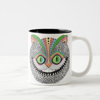 Psychedelische Cheshire-Katze Zweifarbige Tasse