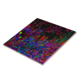 Psychedelische Crimson Red and Black Garden Sunris Fliese