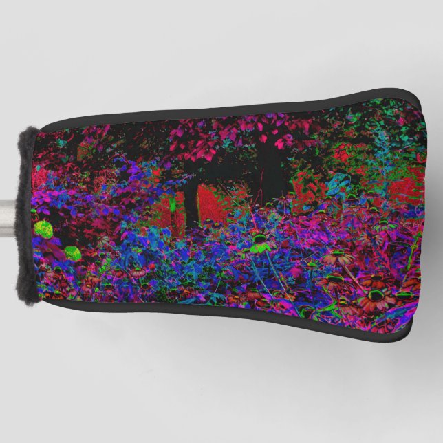 Psychedelische Crimson Red and Black Garden Sunris Golf Headcover (Vorderseite)