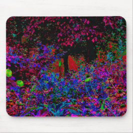 Psychedelische Crimson Red and Black Garden Sunris Mousepad