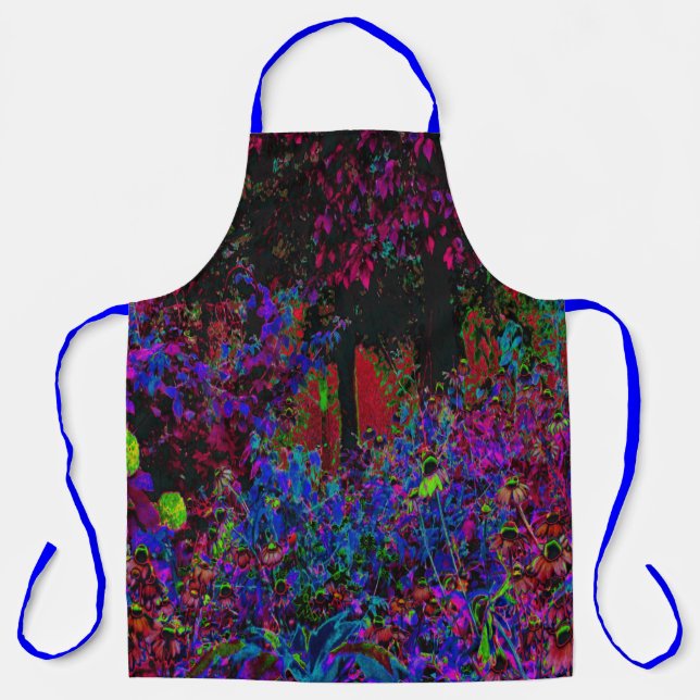 Psychedelische Crimson Red and Black Garden Sunris Schürze (Vorderseite)