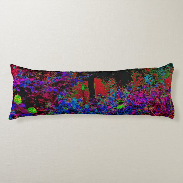 Psychedelische Crimson Red and Black Garden Sunris Seitenschläferkissen (Vorderseite)