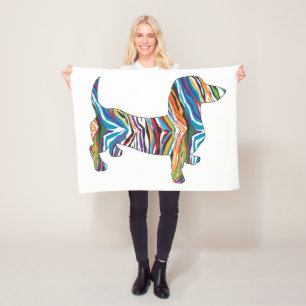 Psychedelische Dackel Fleecedecke