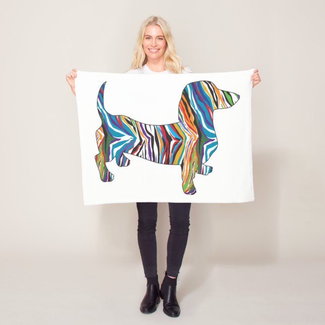 Psychedelische Dackel Fleecedecke (Beispiel)