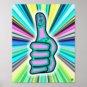 Psychedelische Daumen hoch! Poster