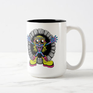 Psychedelische Dornenkronen-Monster Zweifarbige Tasse