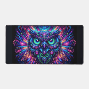 Psychedelische Eule, Augen fangende Neontiere Schreibtischunterlage