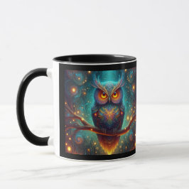 Psychedelische Eule in einem Kosmischen Wald Tasse