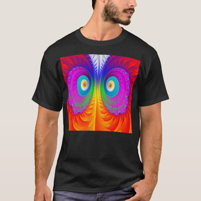 Psychedelische Eule - schwarzer T - Shirt (Vorderseite)