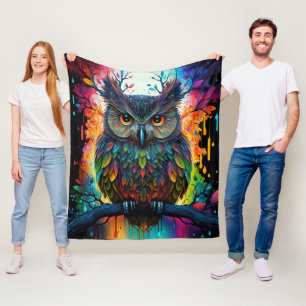 Psychedelische Fantasie Hippy Owl Fleecedecke