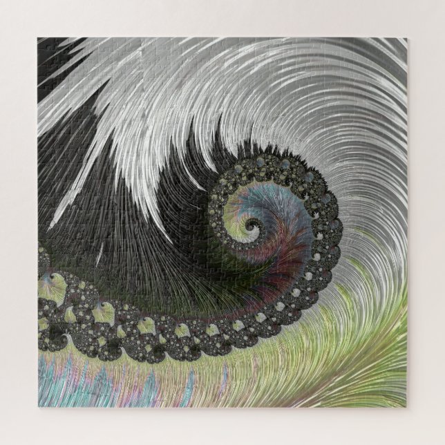 Psychedelische Fantasy Spiral Groovy Fraktal Art Puzzle (Vertikal)