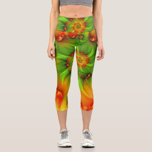 Psychedelische Farben Modernes Abstraktes Fraktal Capri Leggings