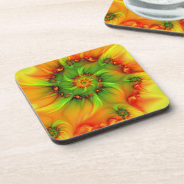 Psychedelische Farben Modernes Abstraktes Fraktal  Getränkeuntersetzer