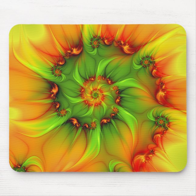 Psychedelische Farben Modernes Abstraktes Fraktal  Mousepad (Vorne)