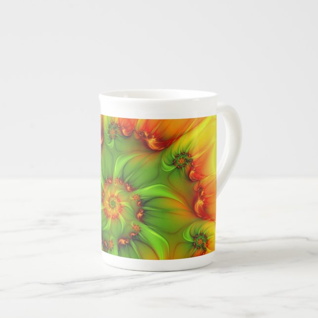 Psychedelische Farben Modernes Abstraktes Fraktal  Prozellantasse (Vorderseite Rechts)