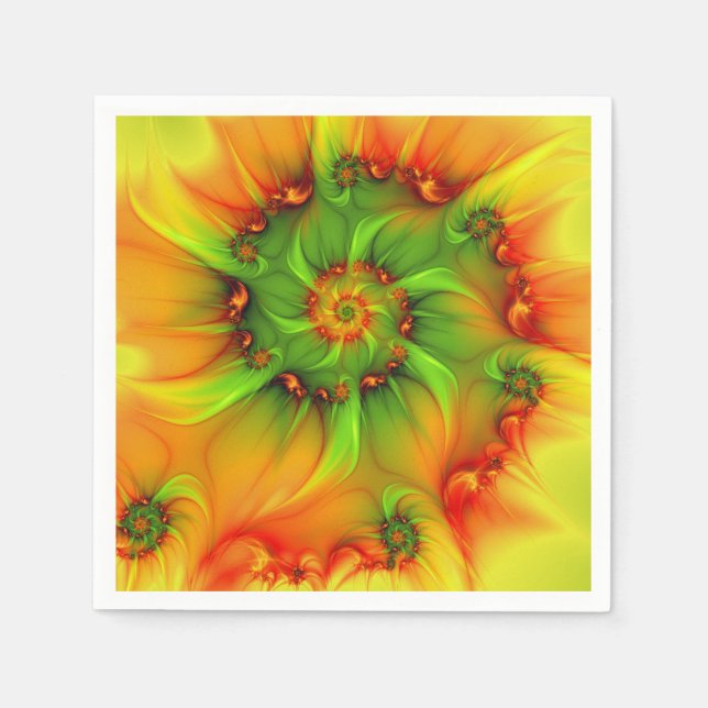 Psychedelische Farben Modernes Abstraktes Fraktal  Serviette (Vorderseite)