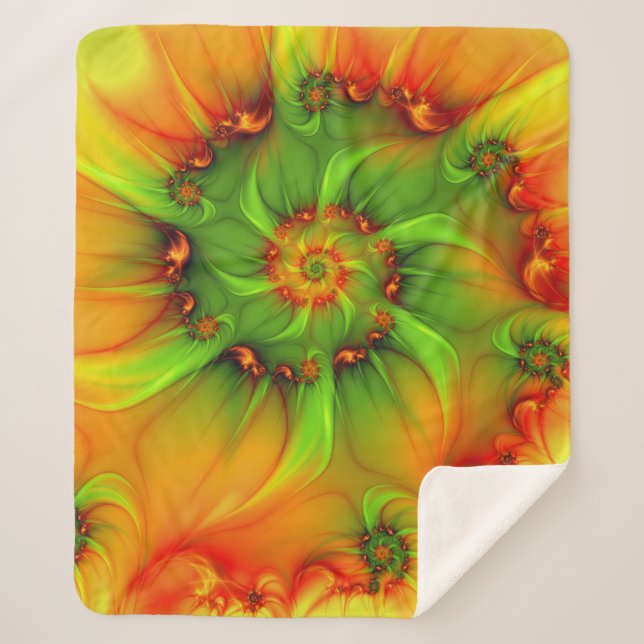 Psychedelische Farben Modernes Abstraktes Fraktal  Sherpadecke (Vorderseite)