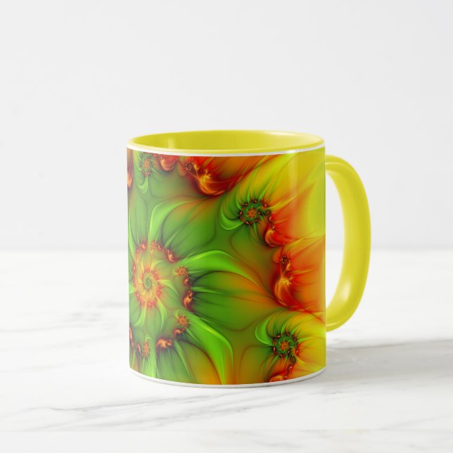 Psychedelische Farben Modernes Abstraktes Fraktal  Tasse (VorderseiteRechts)
