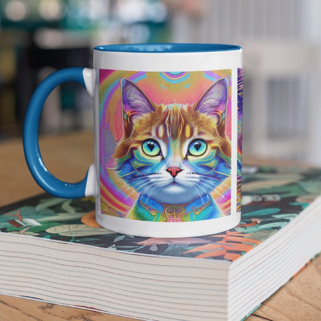 Psychedelische, farbenfrohe Königskatzen Tasse (Von Creator hochgeladen)