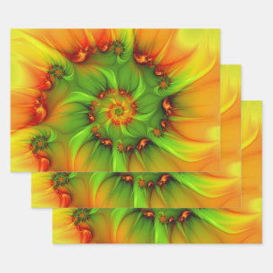 Psychedelische farbenfrohe moderne abstrakte Frakt Geschenkpapier Set
