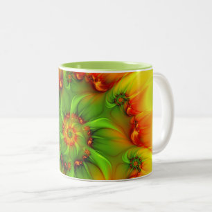 Psychedelische farbenfrohe moderne abstrakte Frakt Zweifarbige Tasse