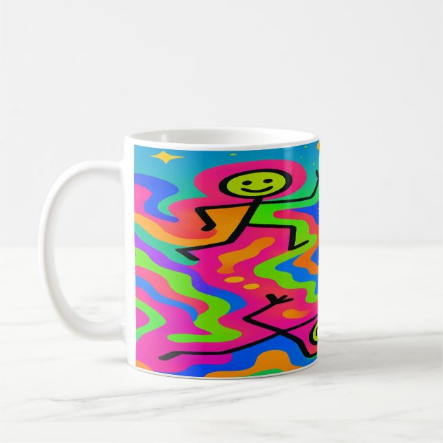 Psychedelische Freude - Dancing Strichmännchen Rai Kaffeetasse (Links)