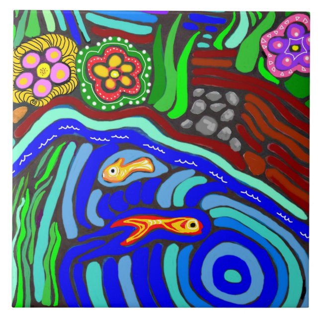 Psychedelische Garten-Fliese Fliese (Vorderseite)