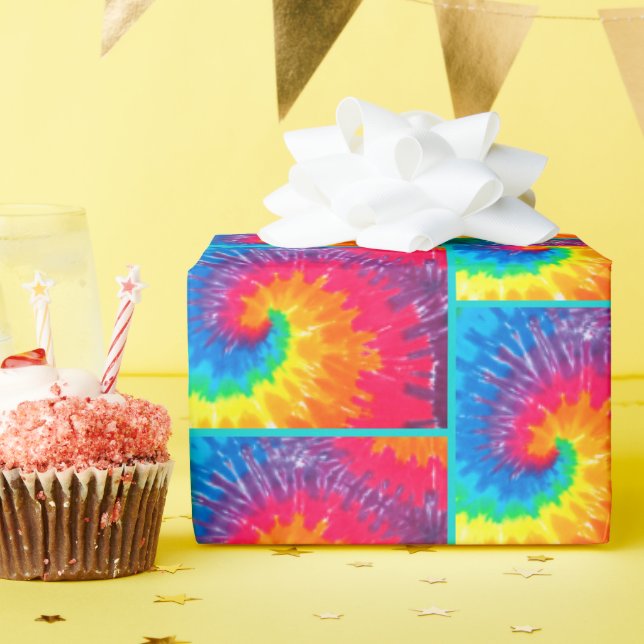 Psychedelische Gefärbte Krawatte Tile Wrapping Pap Geschenkpapier (Geburtstagsparty)