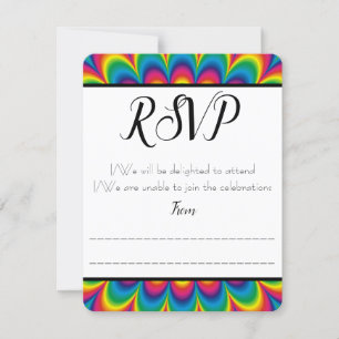 Psychedelische Gefärbte Krawatte UAWG / Antwortkar RSVP Karte