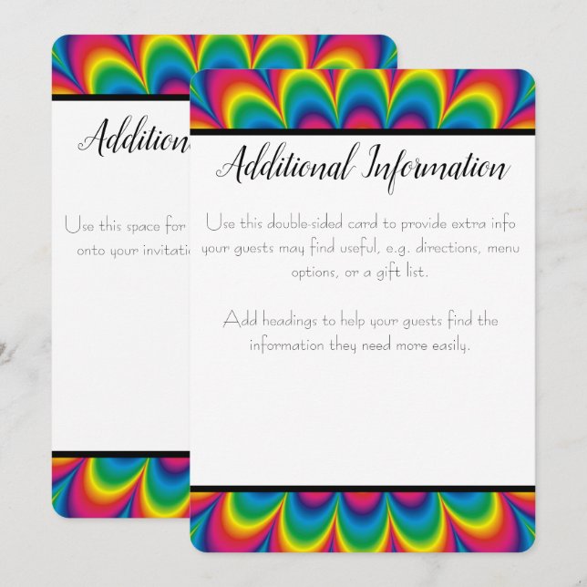 Psychedelische Gefärbte Krawatte Zusätzliche Infok Einladung (Vorne/Hinten)