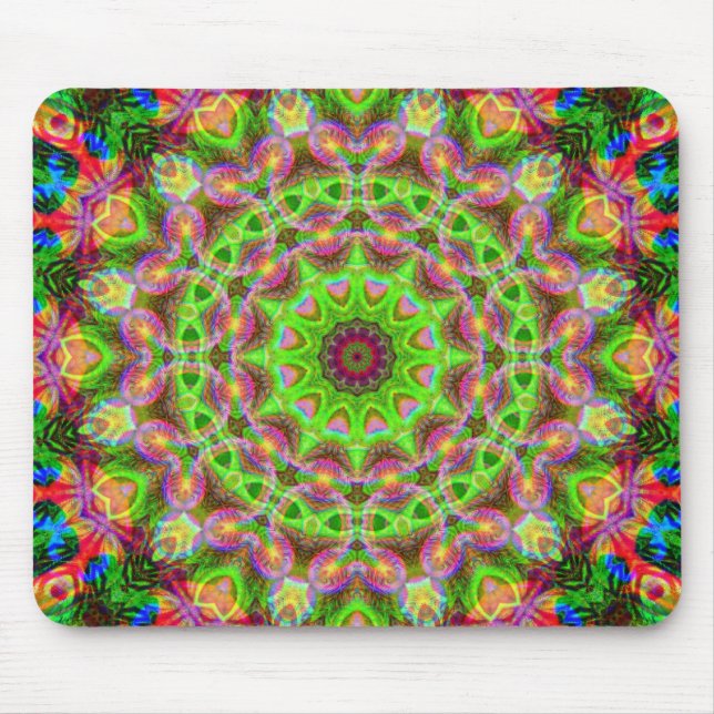 Psychedelische Geometrie Mandala Ball Mousepad (Vorne)