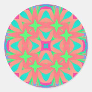 Psychedelische Geometrie Mandala Runder Aufkleber