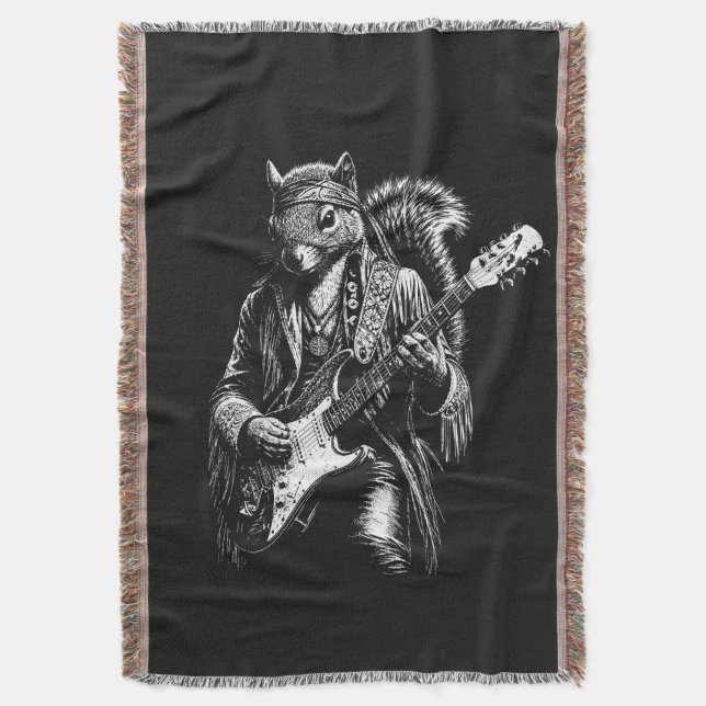 Psychedelische Gitarren-Eichhörnchen - Lustiger Vi Decke (Vorderseite Vertikal)