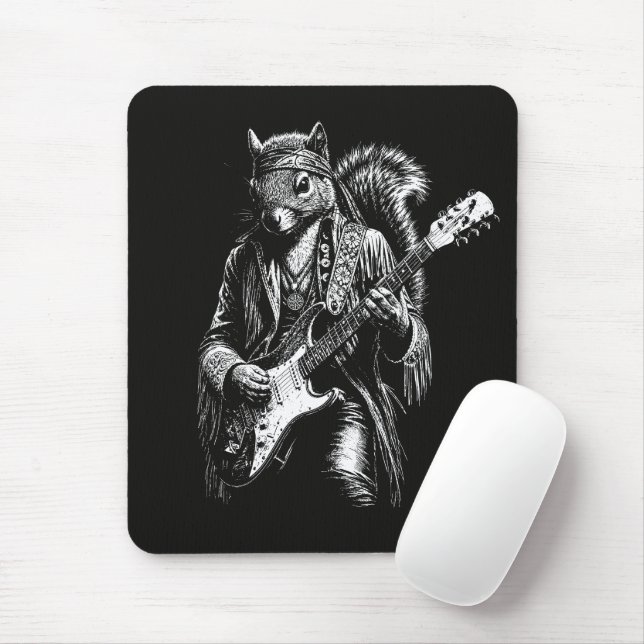 Psychedelische Gitarren-Eichhörnchen - Lustiger Vi Mousepad (Mit Mouse)