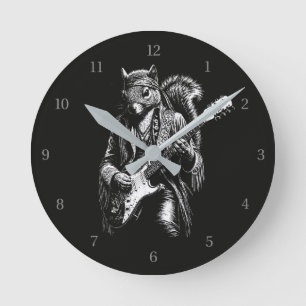 Psychedelische Gitarren-Eichhörnchen - Lustiger Vi Runde Wanduhr