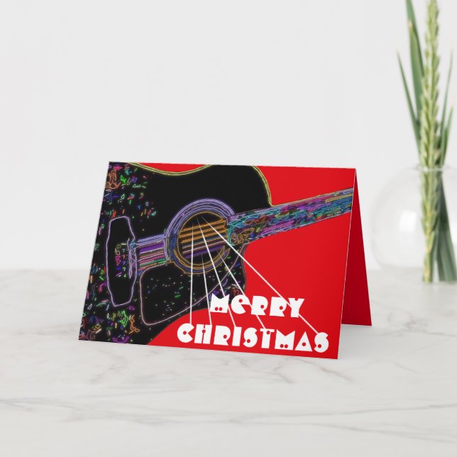 Psychedelische Gitarren-Weihnachtskarte Feiertagskarte (Vorderseite)